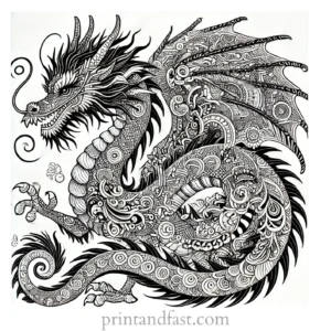 detailed dragon coloring page