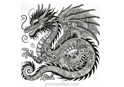 detailed dragon coloring page