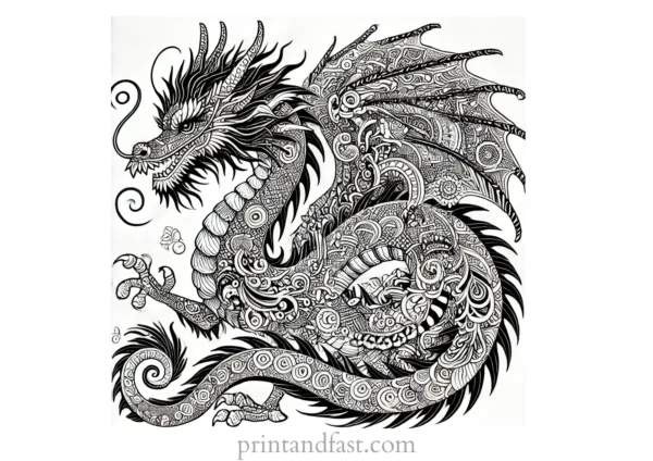 detailed dragon coloring page