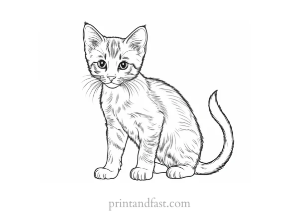 detailed kitten coloring page