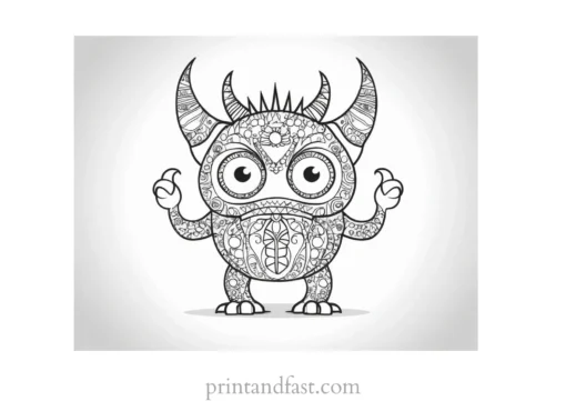 detailed monster coloring page