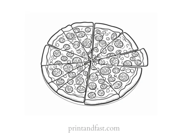 detailed pizza coloring page