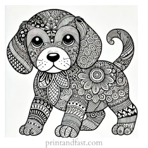 detailed puppy coloring page