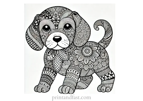 detailed puppy coloring page