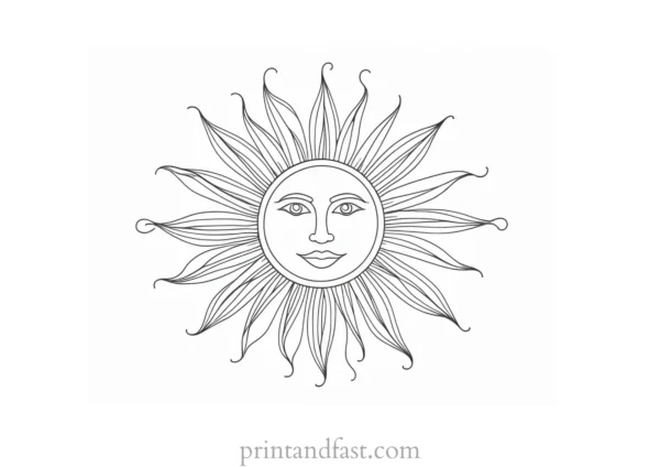 detailed sun coloring page