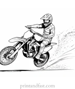 dirt bike coloring page with rider