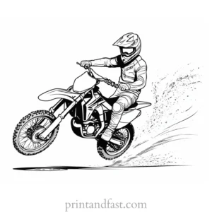 dirt bike coloring page with rider