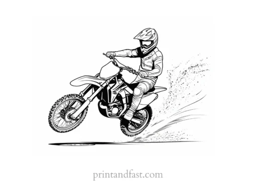 dirt bike coloring page with rider