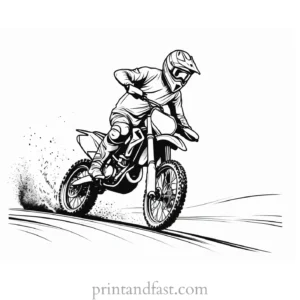 dirt bike coloring page with track