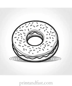 donut Coloring Page Cartoon