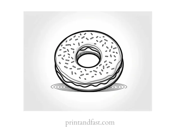 donut Coloring Page Cartoon