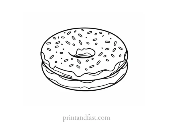 donut Coloring Page Cute