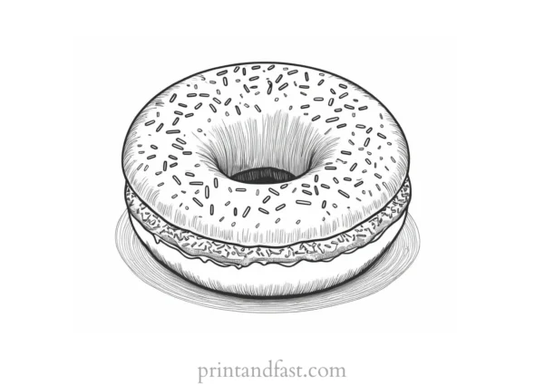 donut Coloring Page Decorated