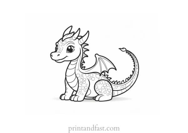 dragon coloring page cute