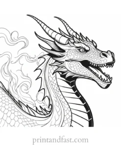 dragon coloring page fire breathing