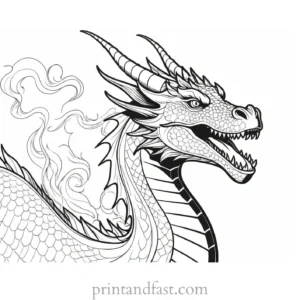 dragon coloring page fire breathing