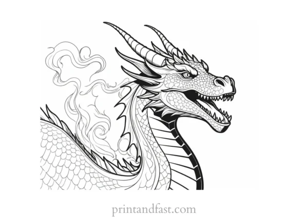 dragon coloring page fire breathing