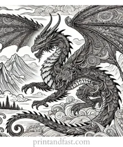 dragon coloring page for adults