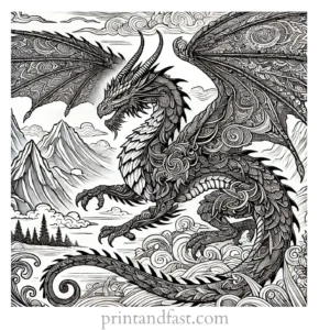 dragon coloring page for adults