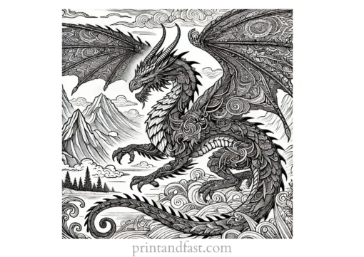 dragon coloring page for adults