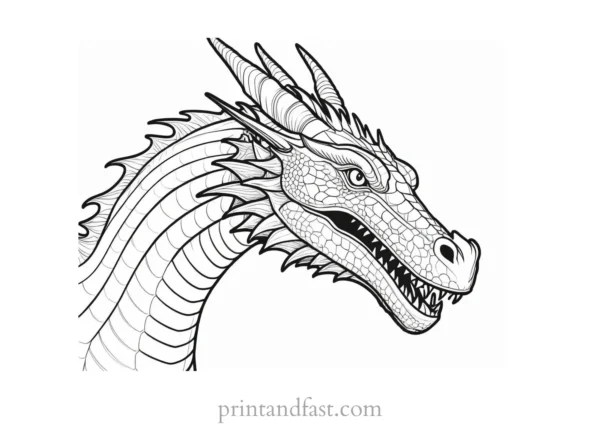 dragon coloring page realistic