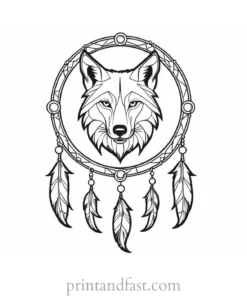 dreamcatcher wolf coloring page