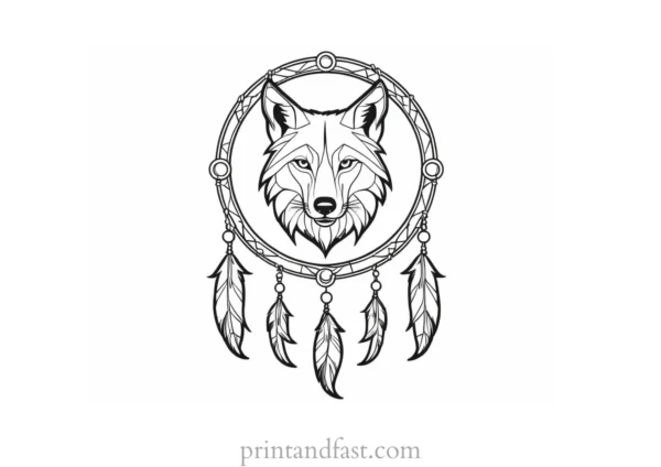 dreamcatcher wolf coloring page