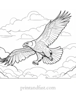 eagle coloring page with clouds