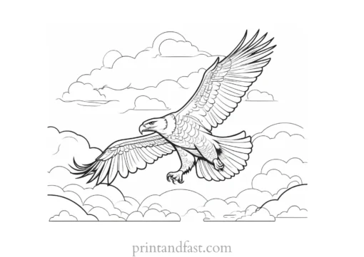 eagle coloring page with clouds