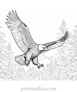 eagle coloring page with forest