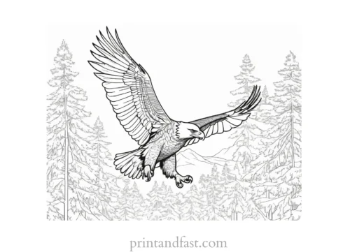 eagle coloring page with forest