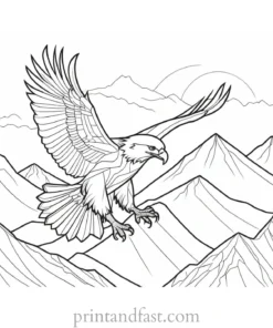 eagle coloring page with mountains