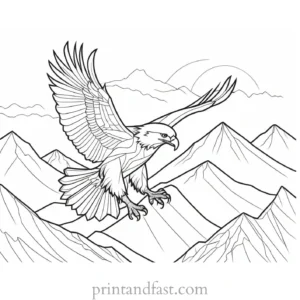 eagle coloring page with mountains