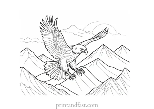 eagle coloring page with mountains