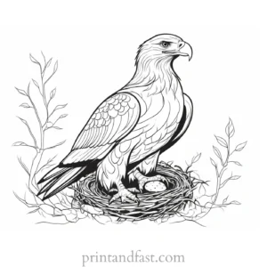 eagle coloring page with nest