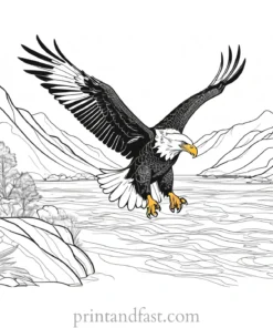 eagle coloring page with river