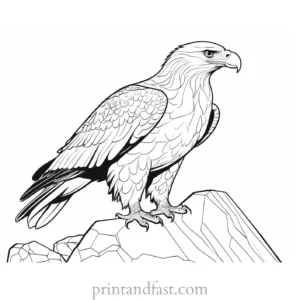 eagle coloring page with rocks