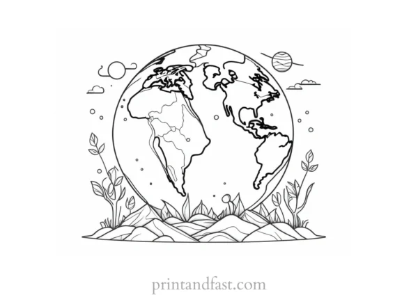 earth day coloring page for science enthusiasts