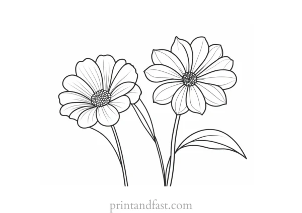 easy flower coloring page