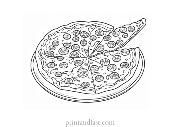 easy pizza coloring page