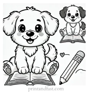 educational puppy coloring page