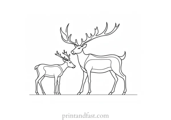 elf and reindeer coloring page