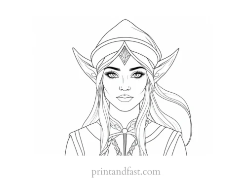 elf coloring page for adults