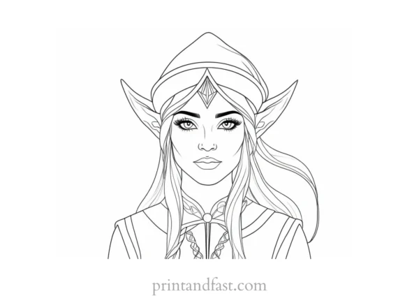 elf coloring page for adults