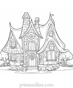 elf house coloring page