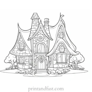 elf house coloring page