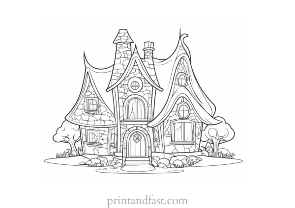 elf house coloring page