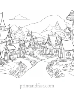 elf village coloring page