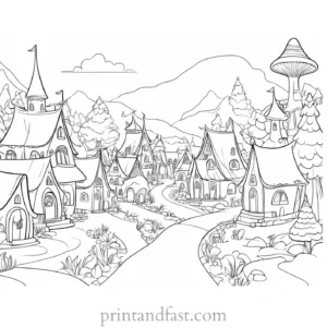 elf village coloring page