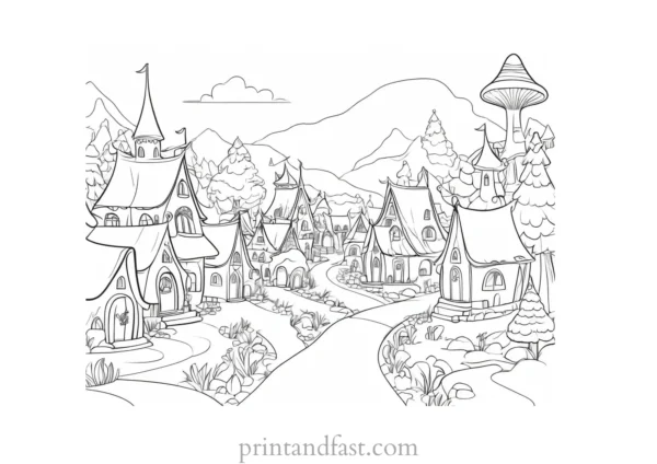 elf village coloring page